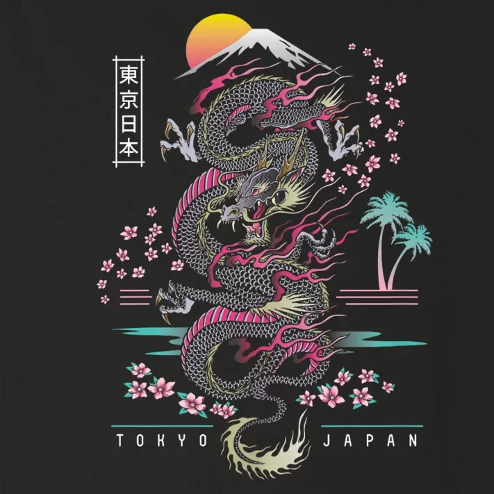 Japanese Tokyo Dragon Asian Inspired Retro 80’S Style Toddler Long Sleeve Shirt