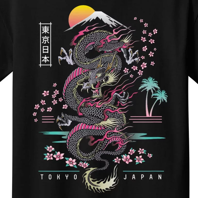 Japanese Tokyo Dragon Asian Inspired Retro 80’S Style Kids T-Shirt