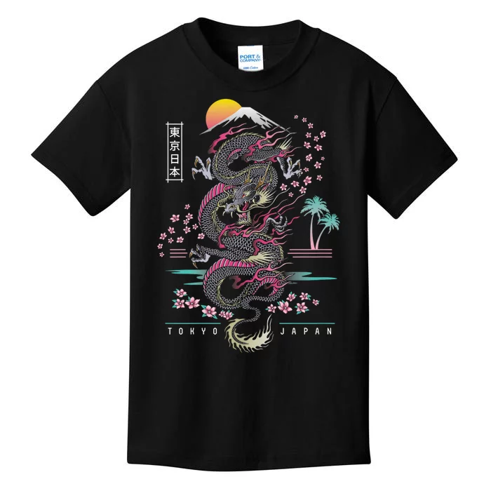 Japanese Tokyo Dragon Asian Inspired Retro 80’S Style Kids T-Shirt