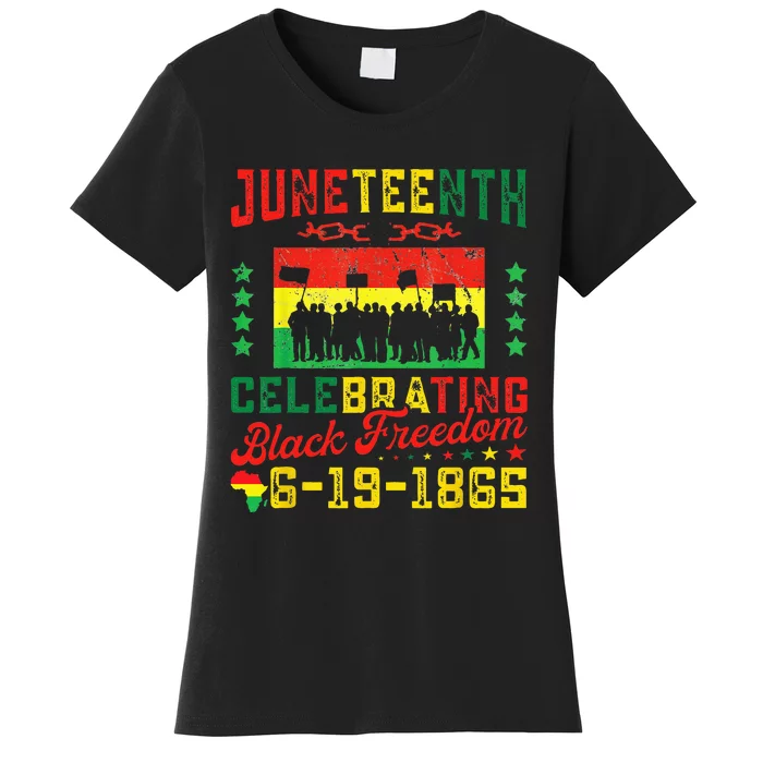 June Teenth Flag Celebrating Black Freedom Juneteenth 1865 Women's T-Shirt