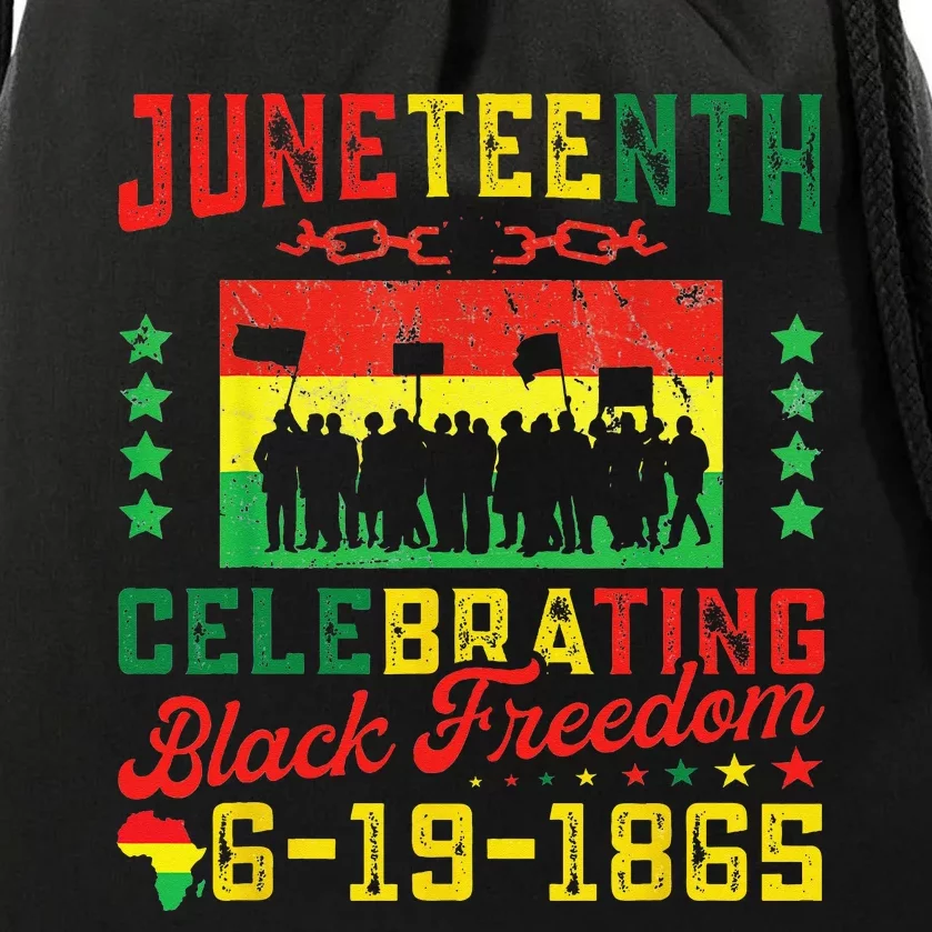 June Teenth Flag Celebrating Black Freedom Juneteenth 1865 Drawstring Bag