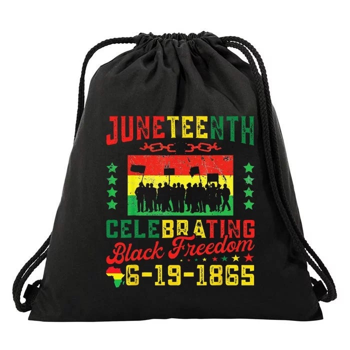 June Teenth Flag Celebrating Black Freedom Juneteenth 1865 Drawstring Bag