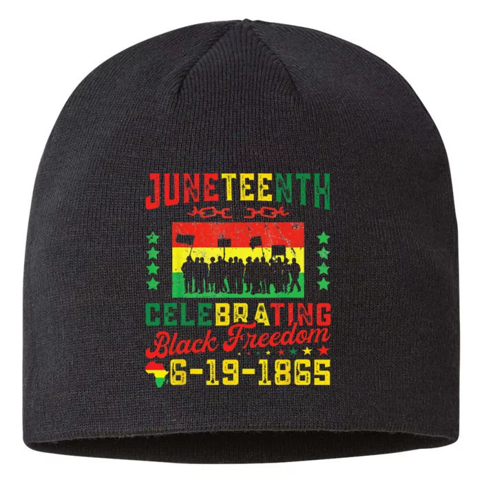 June Teenth Flag Celebrating Black Freedom Juneteenth 1865 8 1/2in Sustainable Knit Beanie