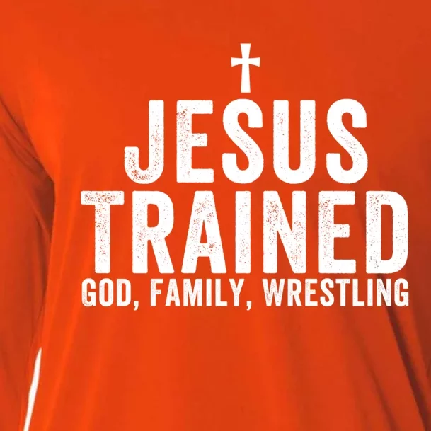 Jesus Trained God Family Wrestling Christian Wrestling Great Gift Cooling Performance Long Sleeve Crew