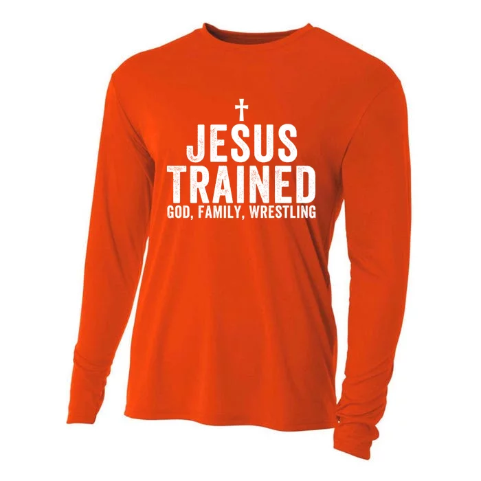 Jesus Trained God Family Wrestling Christian Wrestling Great Gift Cooling Performance Long Sleeve Crew