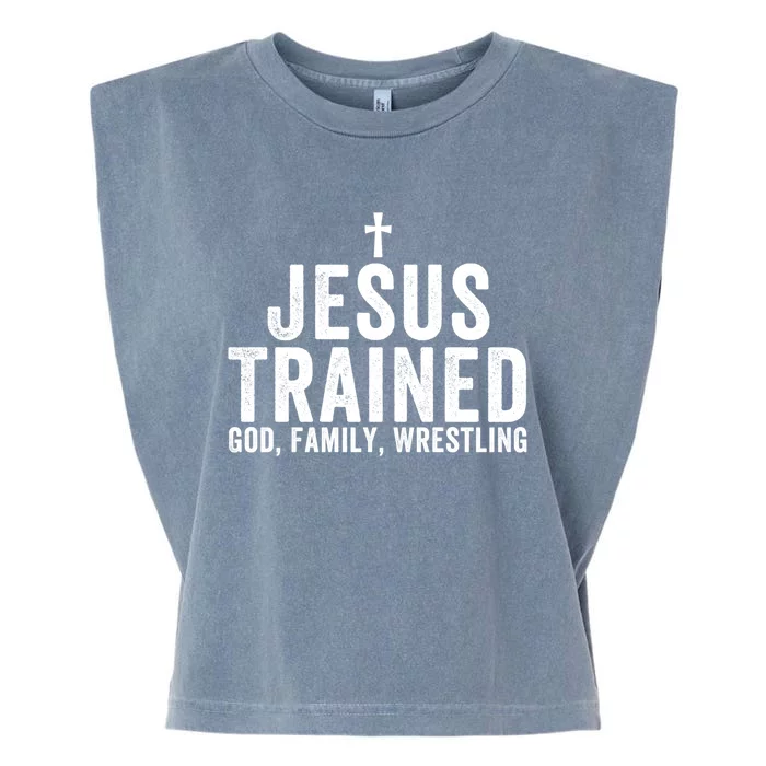 Jesus Trained God Family Wrestling Christian Wrestling Great Gift Garment-Dyed Women's Muscle Tee