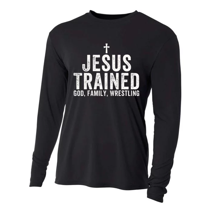 Jesus Trained God Family Wrestling Christian Wrestling Cooling Performance Long Sleeve Crew