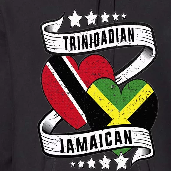 Jamaican Trinidad half Trinidad and half Jamaican flag Premium Hoodie