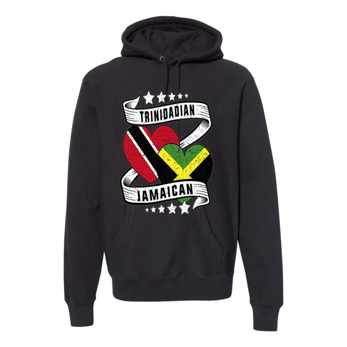 Jamaican Trinidad half Trinidad and half Jamaican flag Premium Hoodie