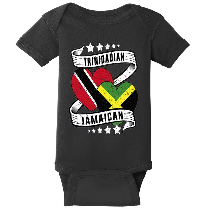 Jamaican Trinidad half Trinidad and half Jamaican flag Baby Bodysuit