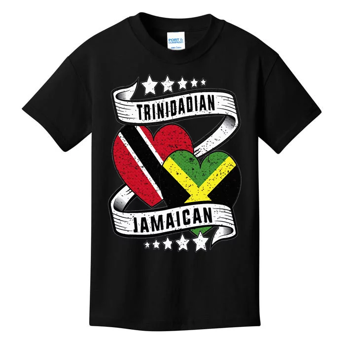 Jamaican Trinidad half Trinidad and half Jamaican flag Kids T-Shirt