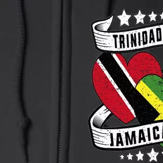 Jamaican Trinidad half Trinidad and half Jamaican flag Full Zip Hoodie