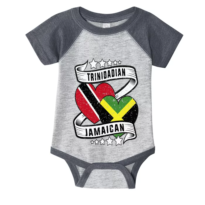 Jamaican Trinidad half Trinidad and half Jamaican flag Infant Baby Jersey Bodysuit