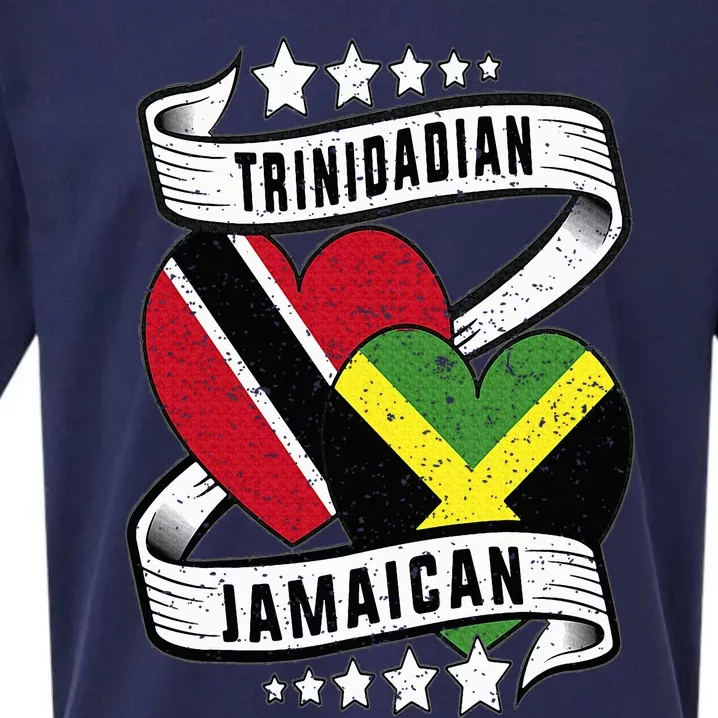 Jamaican Trinidad half Trinidad and half Jamaican flag Sueded Cloud Jersey T-Shirt