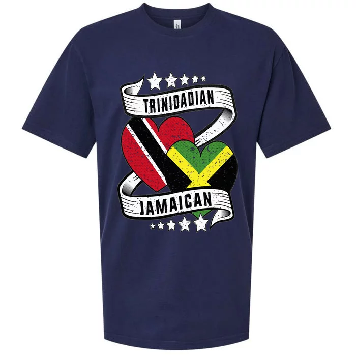 Jamaican Trinidad half Trinidad and half Jamaican flag Sueded Cloud Jersey T-Shirt