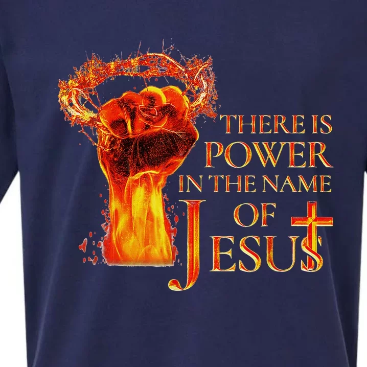 Jesus There Is Power In The Name Of Jesust Funny Christian Sueded Cloud Jersey T-Shirt