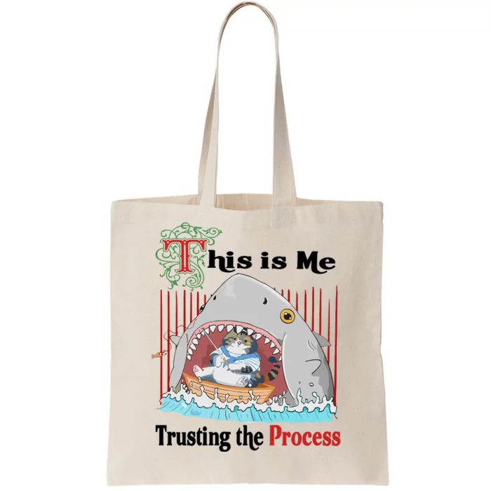 Jmcgg This Is Me Trusting The Process Shark Cat Tote Bag