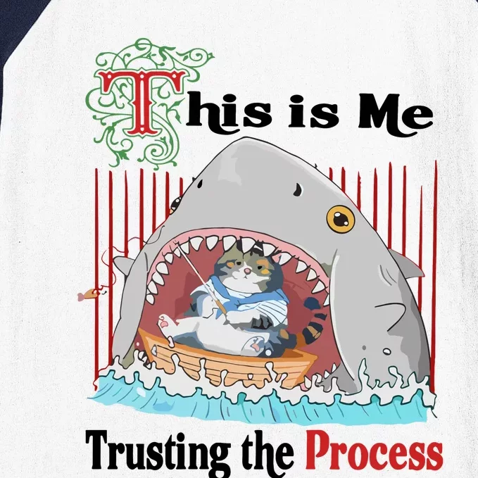 Jmcgg This Is Me Trusting The Process Shark Cat Baseball Sleeve Shirt