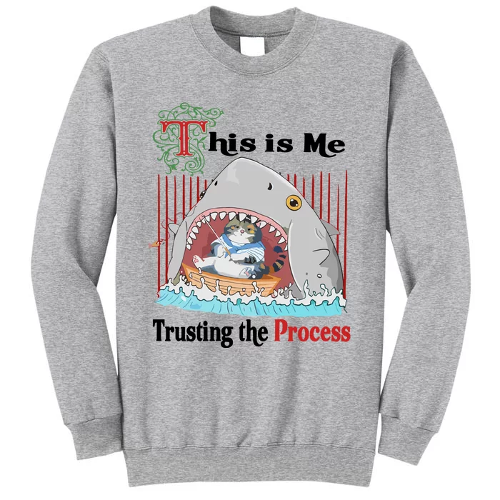 Jmcgg This Is Me Trusting The Process Shark Cat Tall Sweatshirt