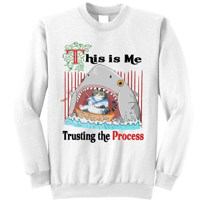 Jmcgg This Is Me Trusting The Process Shark Cat Sweatshirt