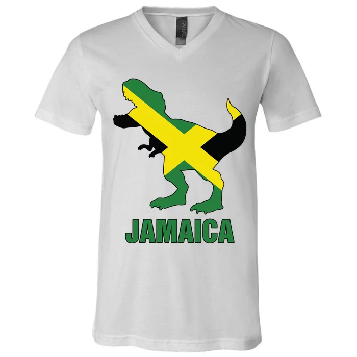 Jamaica Trex Jamaican Flag V-Neck T-Shirt