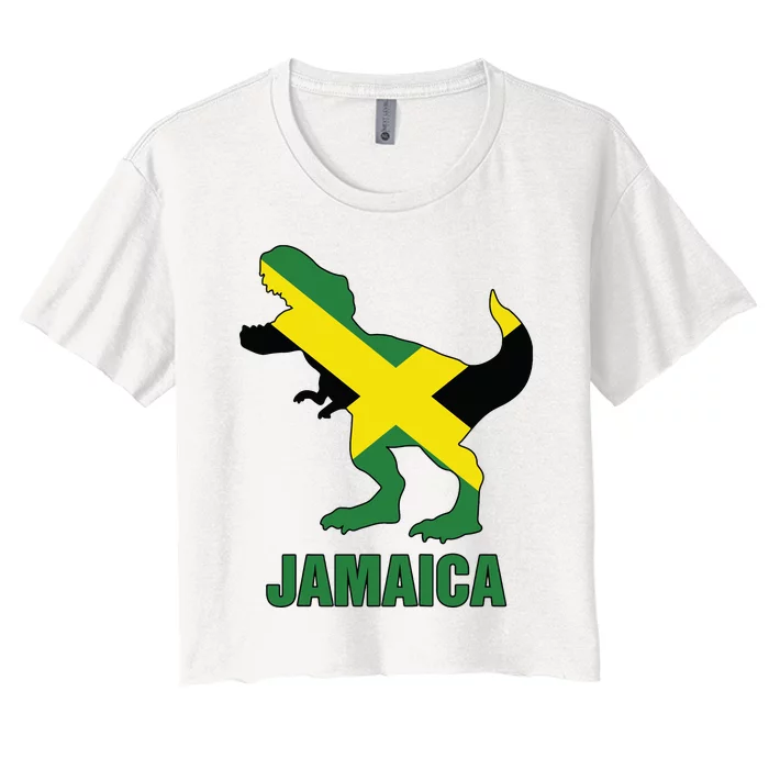 Jamaica Trex Jamaican Flag Women's Crop Top Tee