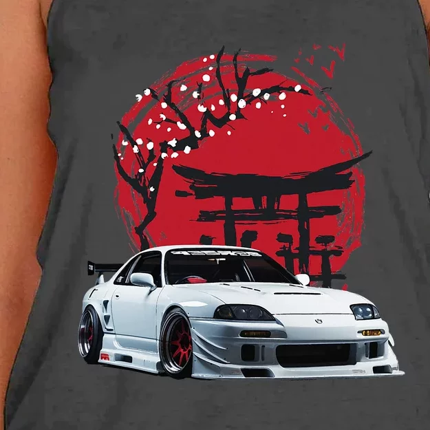 Jdm Tuning Japanese Domestic Market Skyline Supra Automotive Women's Knotted Racerback Tank