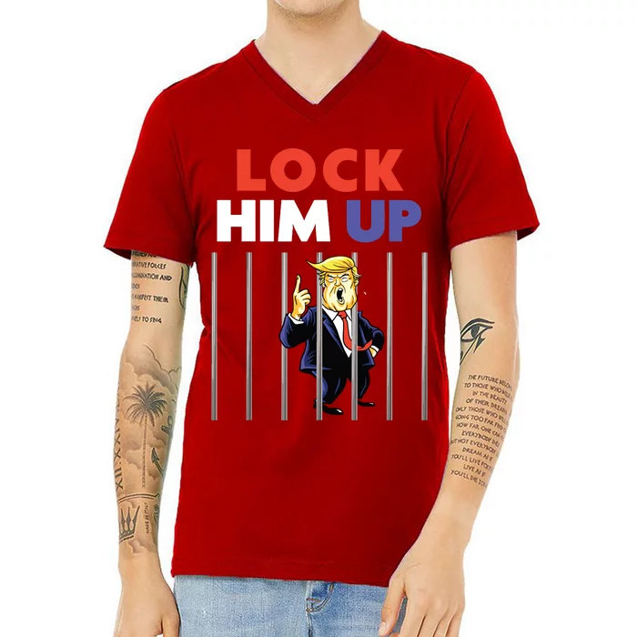 Jail Trump Lock Him Up Anti Trump V-Neck T-Shirt