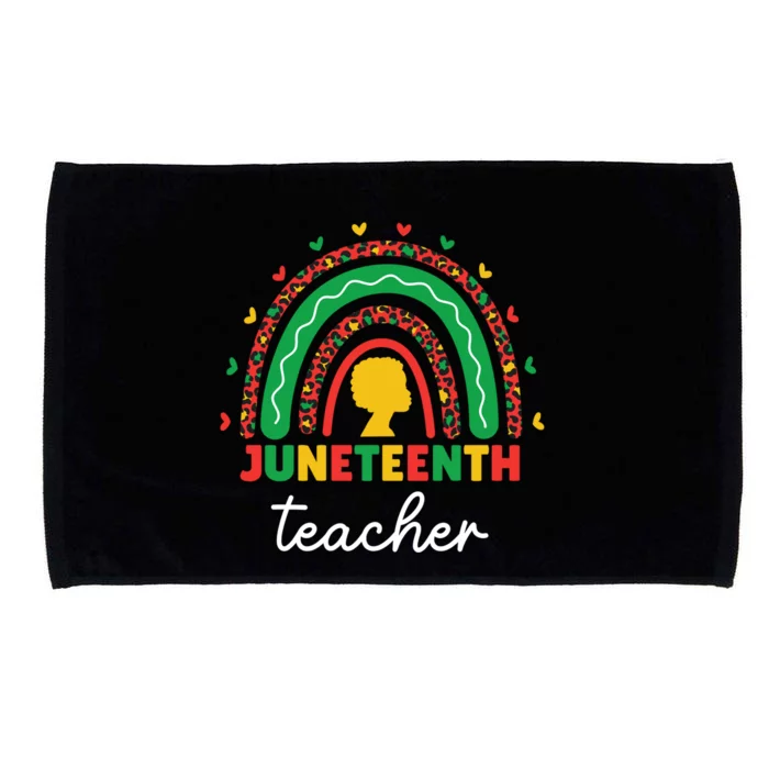 Juneteenth Teacher Leopard Rainbow African American Teacher Gift Microfiber Hand Towel