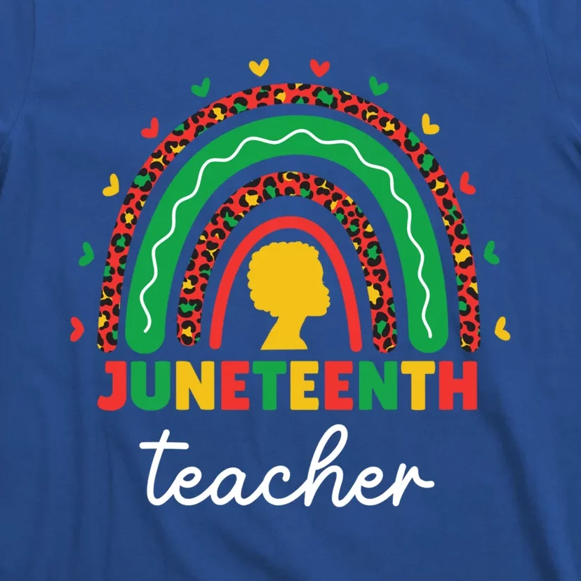 Juneteenth Teacher Leopard Rainbow African American Teacher Gift T-Shirt