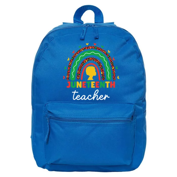 Juneteenth Teacher Leopard Rainbow African American Teacher Gift 16 in Basic Backpack