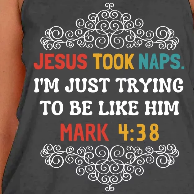 Jesus Took Naps Mark 4:38 Christian Funny Faith Women's Knotted Racerback Tank