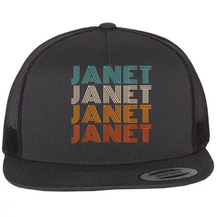 JANET Thing Name Gift Vintage Retro Flat Bill Trucker Hat