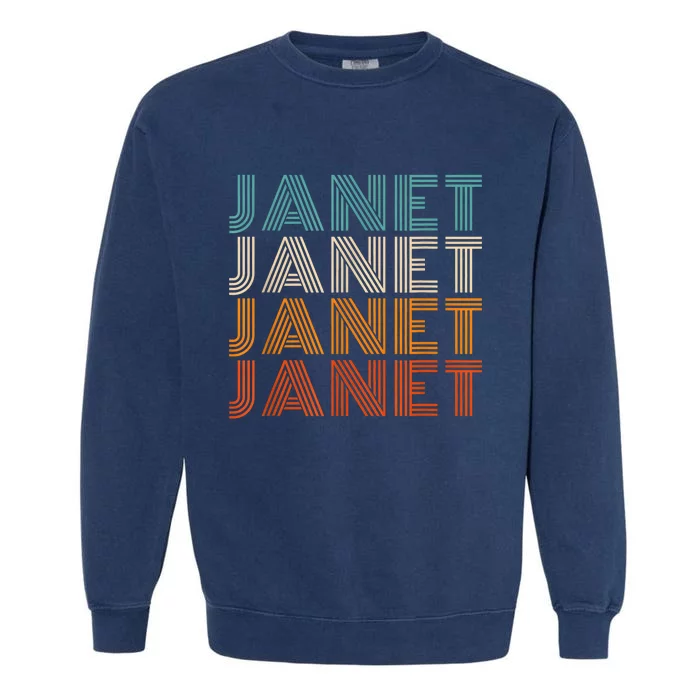 JANET Thing Name Gift Vintage Retro Garment-Dyed Sweatshirt