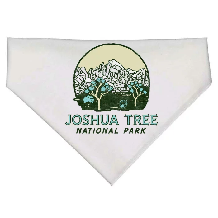 Joshua Tree National Park Vintage Mountains And Trees Sketch Cool Gift USA-Made Doggie Bandana