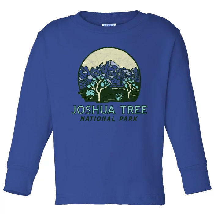 Joshua Tree National Park Vintage Mountains And Trees Sketch Gift Toddler Long Sleeve Shirt