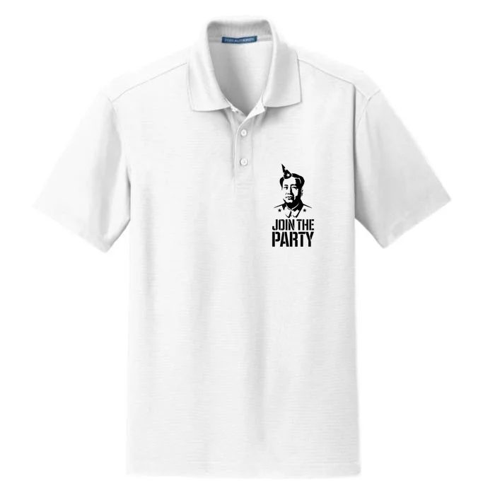 Join The Party Mao Zedong Funny China Communist Chinese Puns Dry Zone Grid Performance Polo