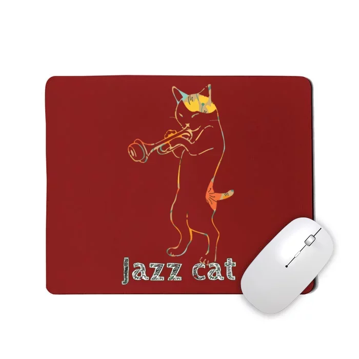 Jazz Trumpet Playing Kitty Cat Cool Jazz Cat Tee Mousepad