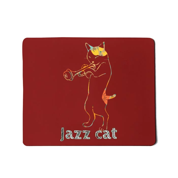 Jazz Trumpet Playing Kitty Cat Cool Jazz Cat Tee Mousepad