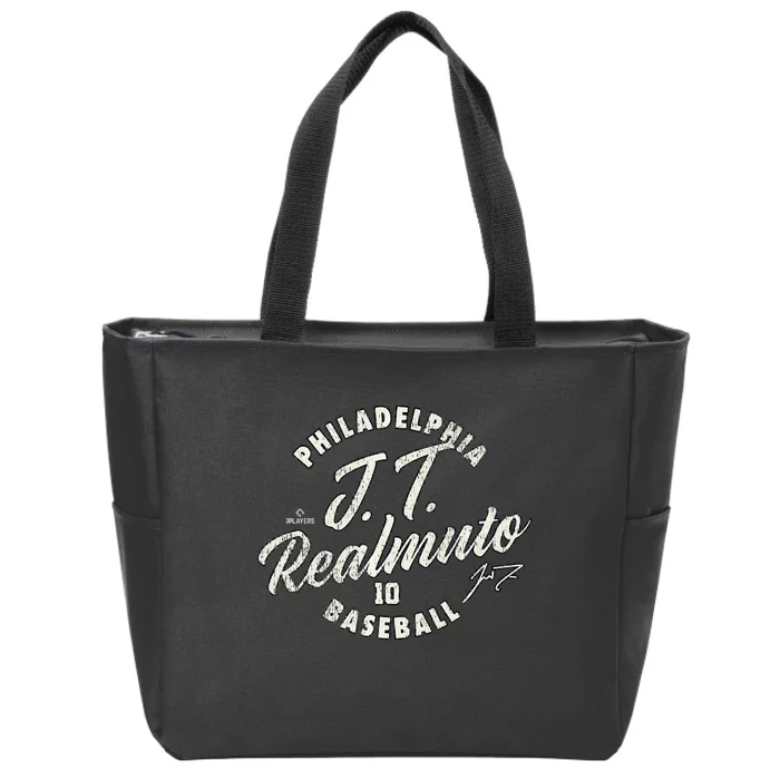 J T Realmuto Philadelphia Baseball Vintage Cursive Zip Tote Bag