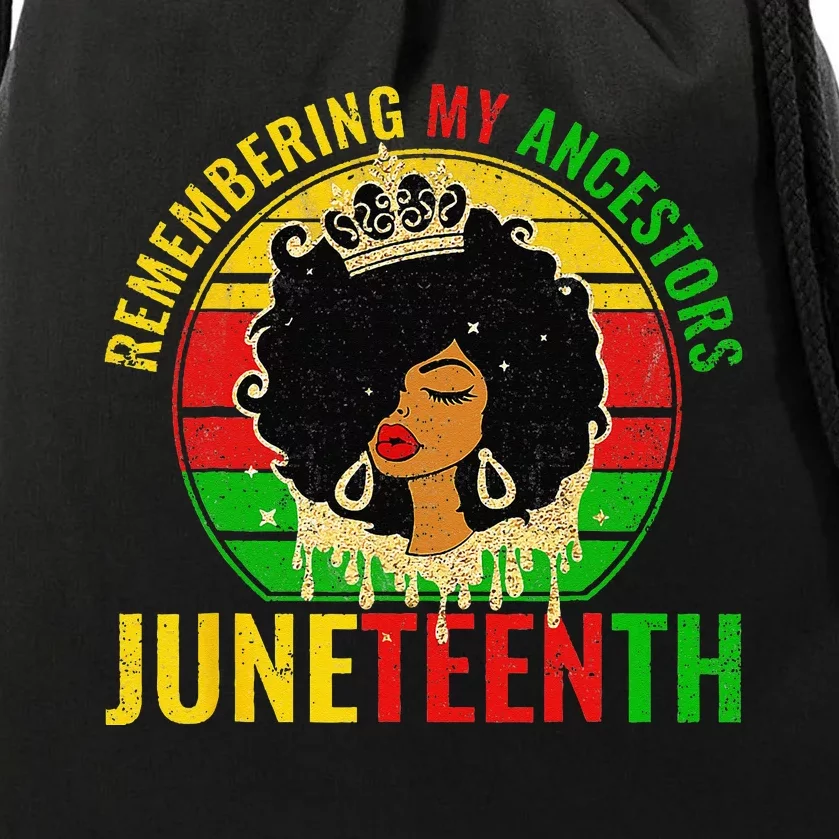 Juneteenth Tshirt Remembering My Ancestors Black Freedom Drawstring Bag