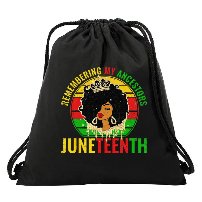 Juneteenth Tshirt Remembering My Ancestors Black Freedom Drawstring Bag