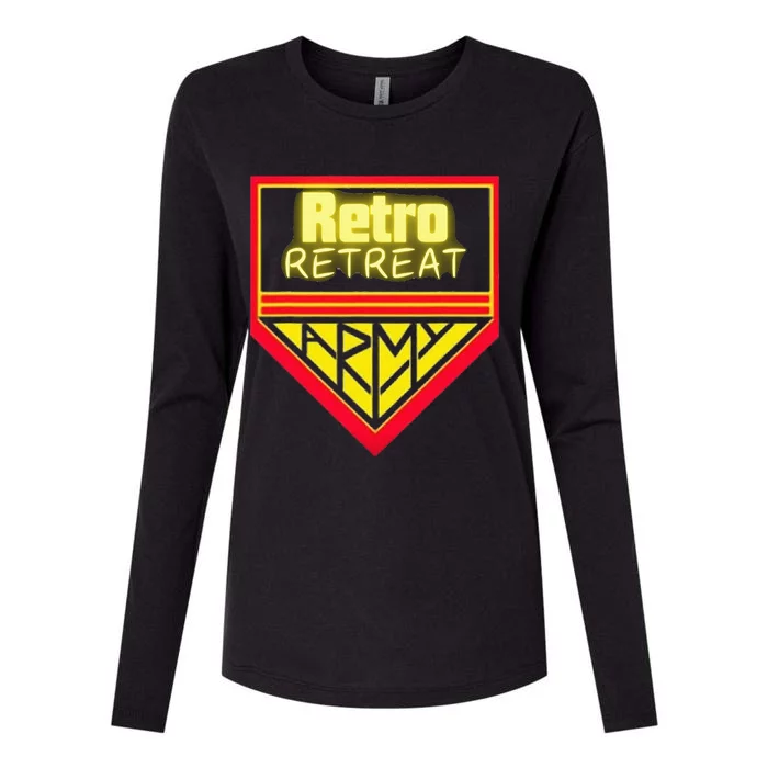 Join The Retro Retreat Army – Trendy Graphic Womens Cotton Relaxed Long Sleeve T-Shirt