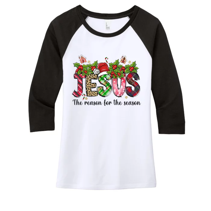 Jesus The Reason For The Season Christian Christmas God Women's Tri-Blend 3/4-Sleeve Raglan Shirt