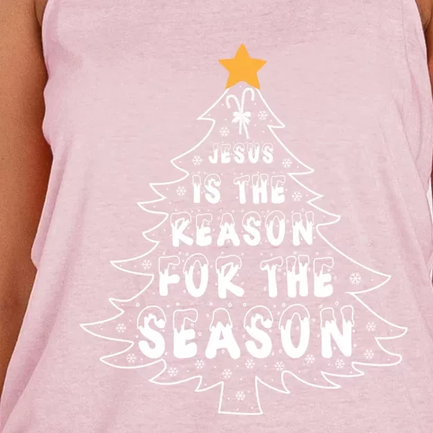 Jesus The Reason For Season Christian Religion Christmas Cool Gift Women's Knotted Racerback Tank