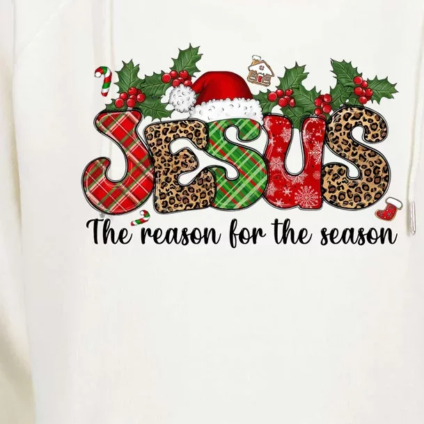 Jesus The Reason For The Season Christ Xmas Stocking Stuffer Gift Womens Funnel Neck Pullover Hood