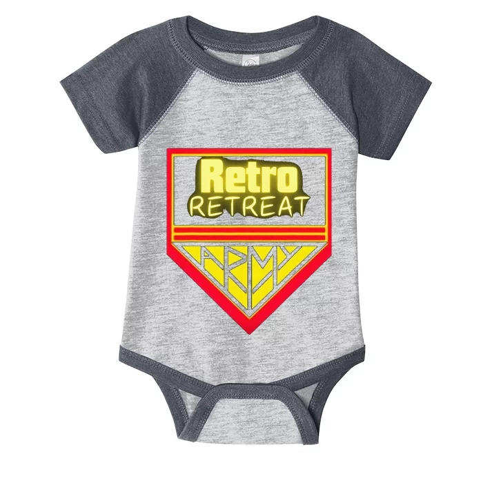 Join The Retro Retreat Army – Trendy Graphic Infant Baby Jersey Bodysuit