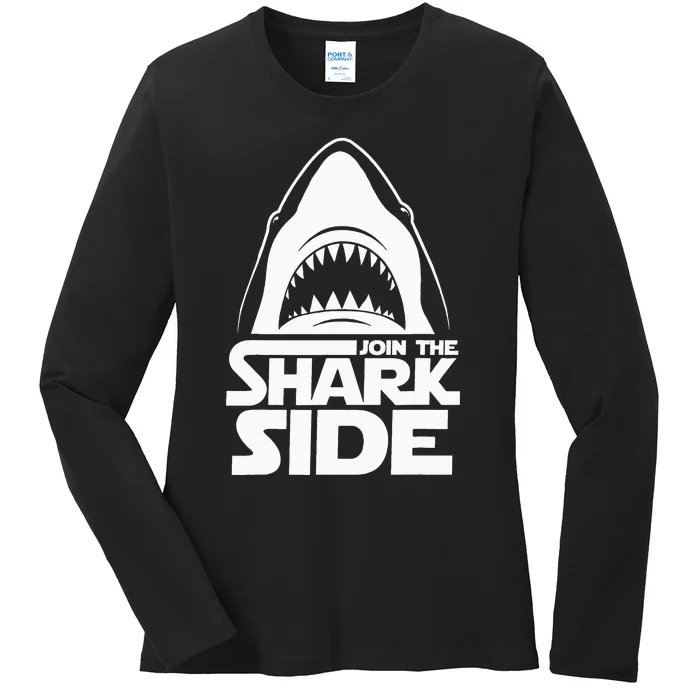 Join The Shark Side Funny Shark Lover Ocean Wildlife Ladies Long Sleeve Shirt