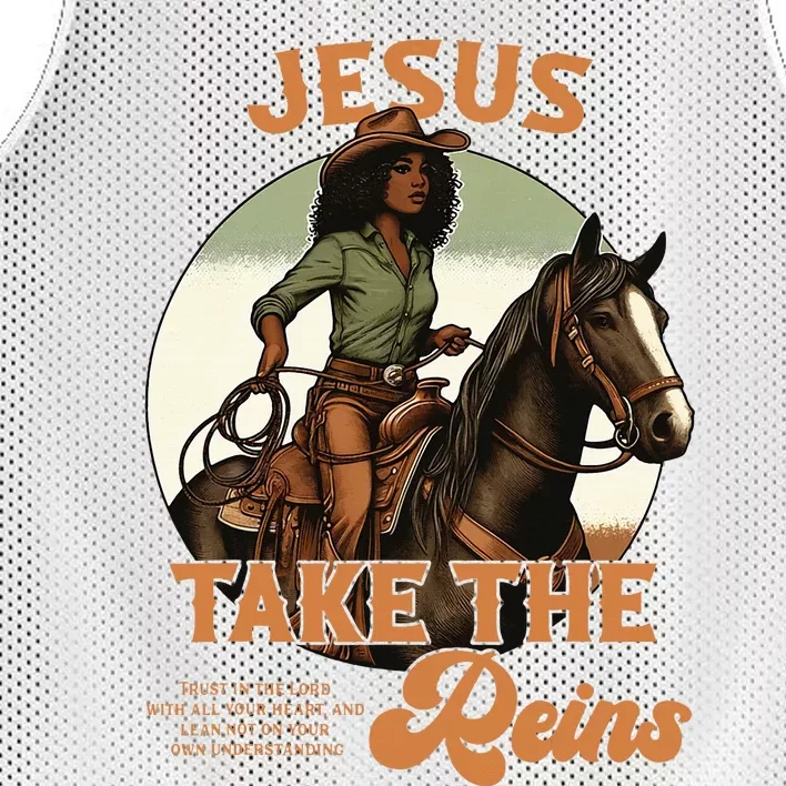 Jesus Take The Reins Christian Black Cowgirl Western Mesh Reversible Basketball Jersey Tank