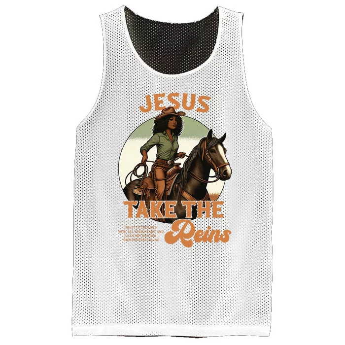 Jesus Take The Reins Christian Black Cowgirl Western Mesh Reversible Basketball Jersey Tank